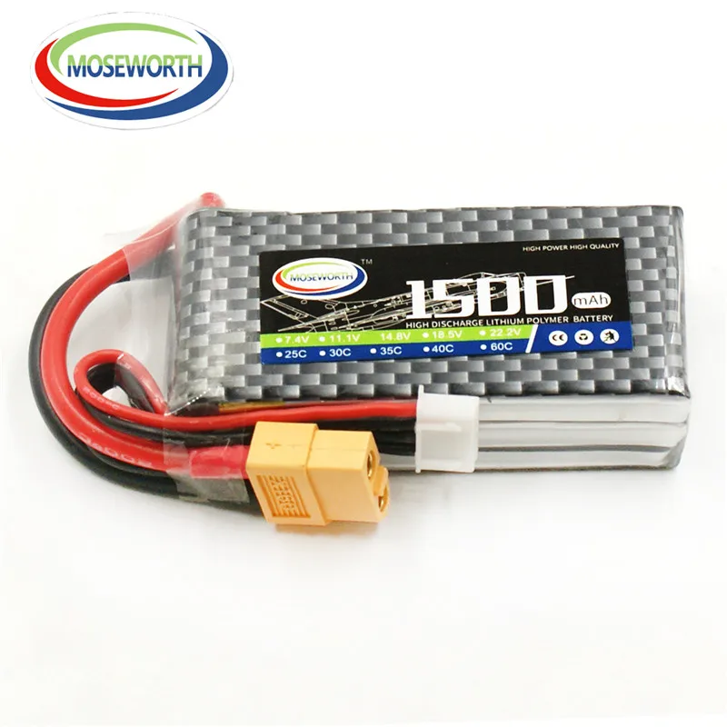 2 шт. Батарея Lipo 3S 11 1 V 1500 мА/ч 60C для радиоуправляемый самолет Квадрокоптер лодка