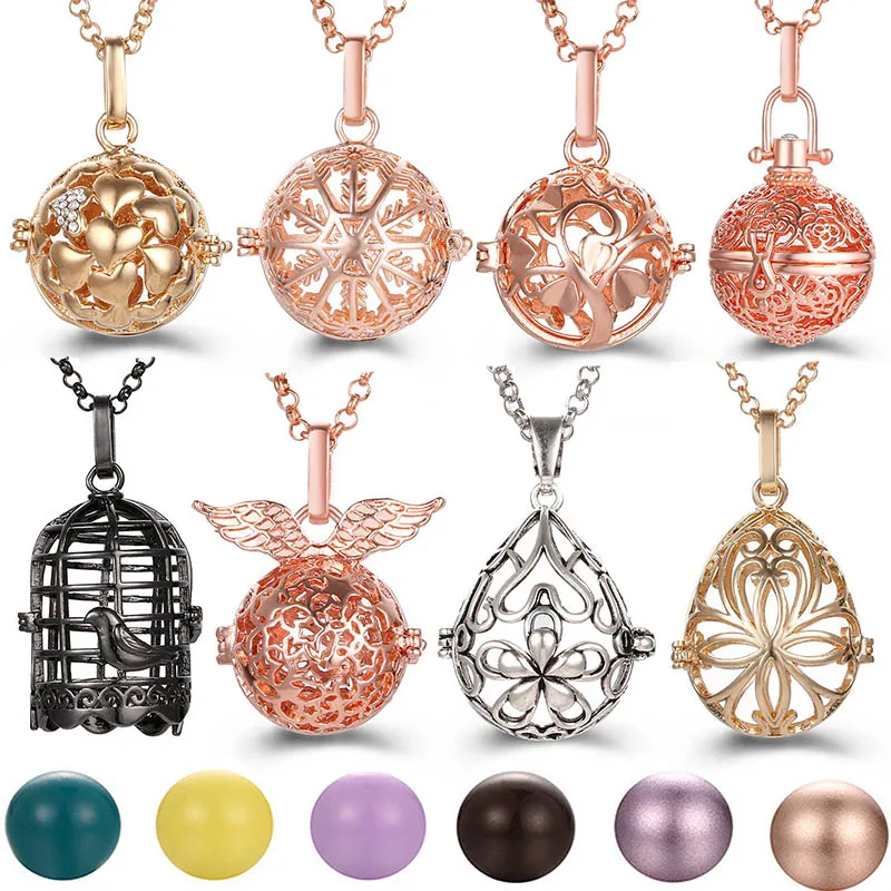 New Mexico Chime Hollow Zircon Vintage Necklace Jewelry Music Ball Essential Oil Pregnancy Necklace Summer Romantic Accessories