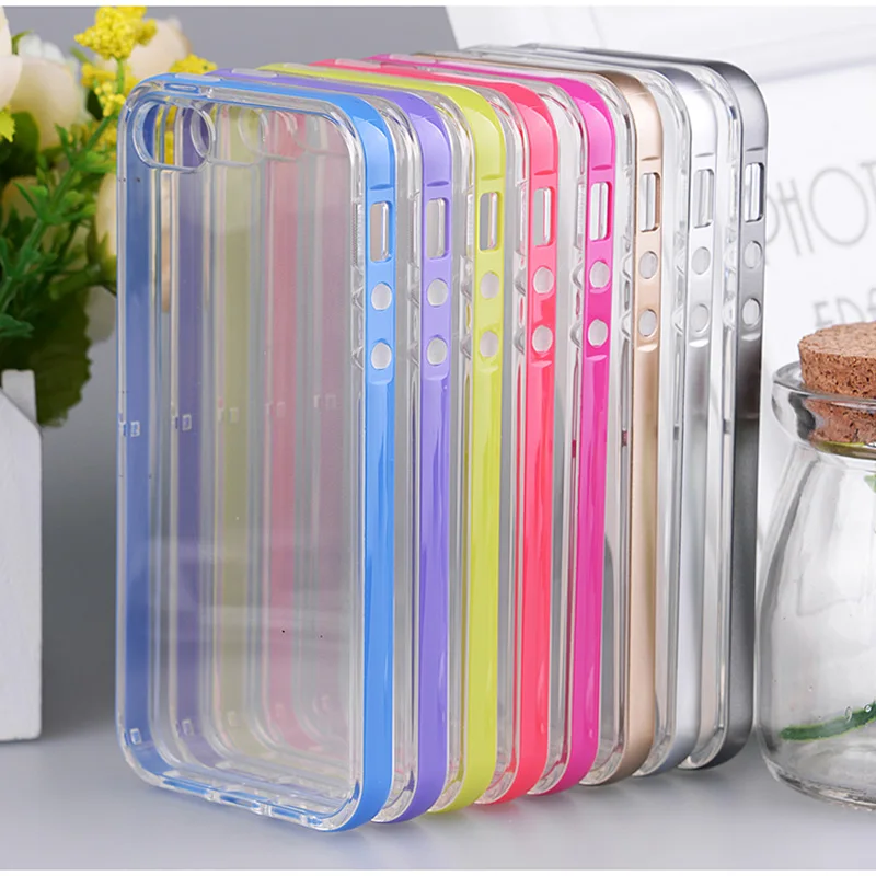 

ITEUU 6 6S Plus Colorful PC Frame +TPU Case for iphone 6 6S Plus Cases Soft Transparent Clear Shockproof Back Cover Shell