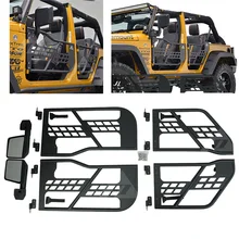 Один комплект черный стальной полутрубка двери с одной парой боковое зеркало для Jeep Wrangler jk 07-15 4 двери автозапчасти