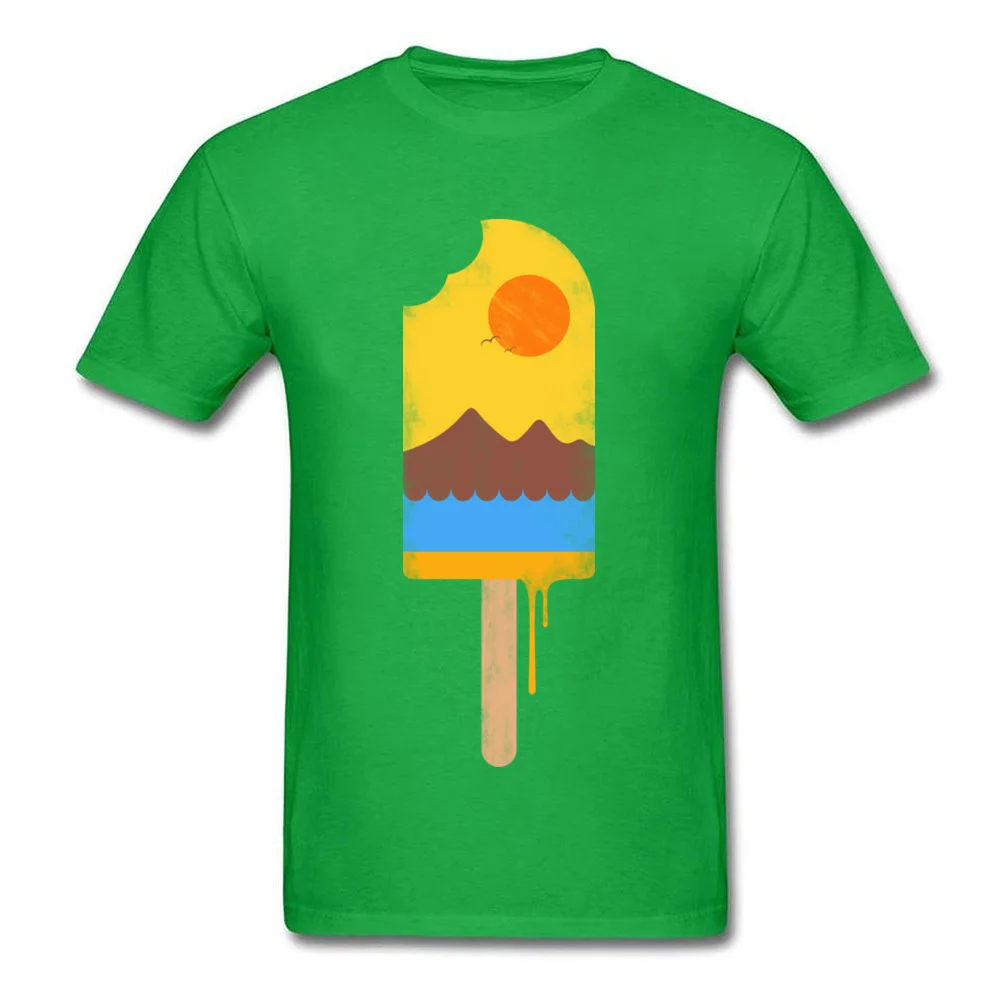 Summer Natural Ice Cream Short Sleeve Tops Shirts Father Day O Neck Pure Cotton Men T-Shirt Street Clothing Shirt Prevailing Summer Natural Ice Cream green