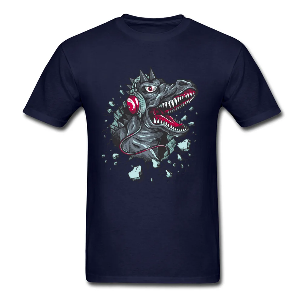 Funny Music Dino Tops Shirt for Boys Funny Fall Crewneck 100% Cotton Short Sleeve T-Shirt Design Tee Shirts Drop Shipping Music Dino navy
