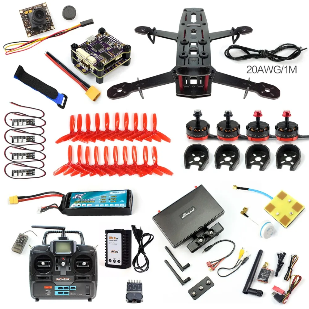 DIY Full kit RC 250 FPV Racer font b Drone b font 4 Axle Glass Fiber