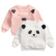 Толстовка одежда-унисекс для младенцев теплые свитшоты для маленьких девочек детская одежда в Корейском стиле с изображением панды топы из хлопка для новорожденных мальчиков на осень