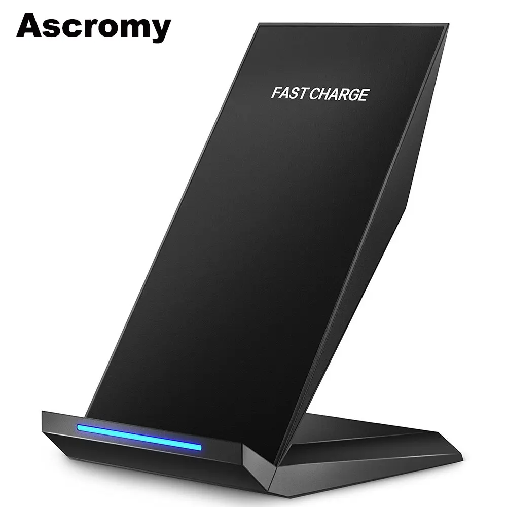 Ascromy For iPhone X Wireless Charger Qi Fast Charging Stand for Samsung Galaxy S9 Plus S8 Note 8 iPhone 8 Plus induction Charge (1)