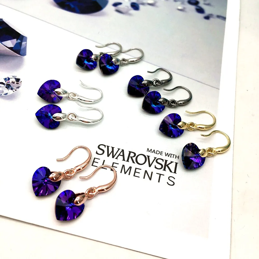 original swarovski crystals 6228 xilion heart dangle earring-multi
