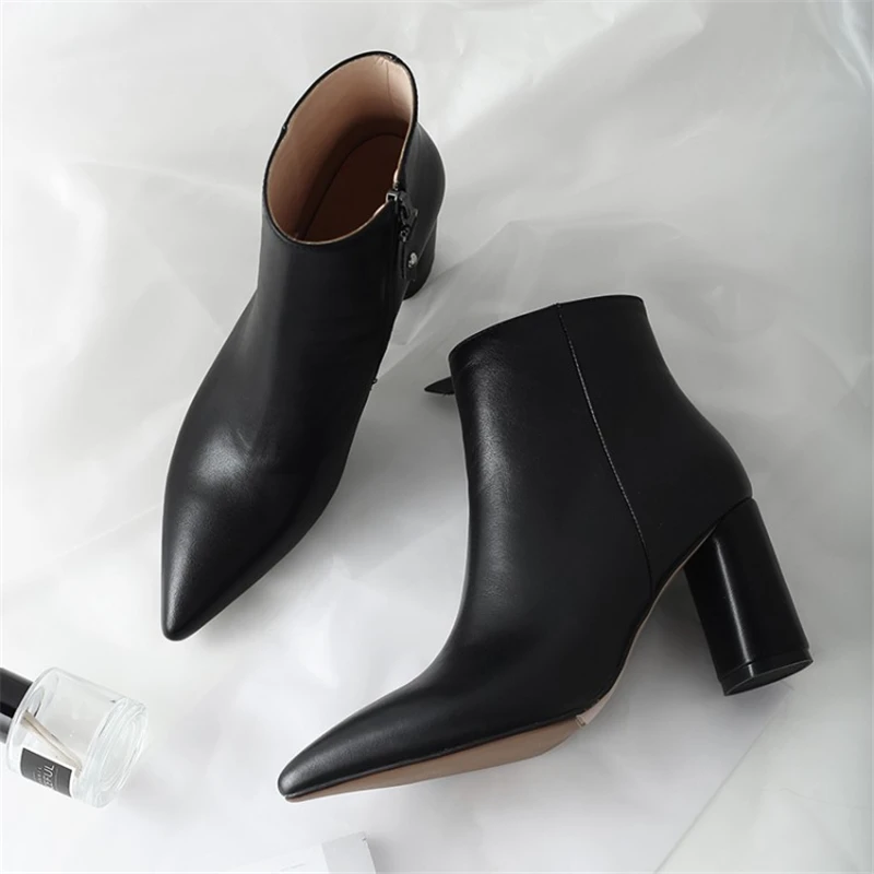Talons Beige noir Ouqinvshen Pompes Casual Bout Bureau Rond Hiver 2018 Bottes Automne Pointu Bottines Cm Femmes Confortable Concise 8 Tq5UqBx