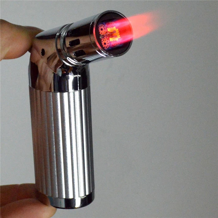 Silver Color Jobon Quad Jet Flame Tobacco Torch Lighter Butane Gas