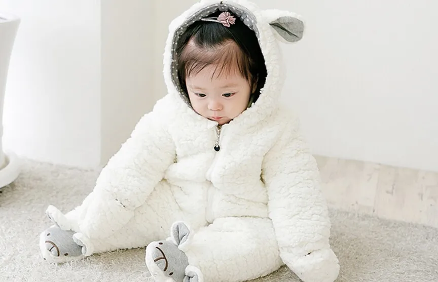 Clothes Baby Romper Animal Fleece Coat Bear Rabbit Sheep Winter Warm Coat