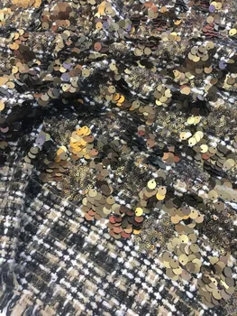 

embroiderd lace fabric Sophia-2.211 with sequins beautiful Nigerian sequins lace fabric for party dress