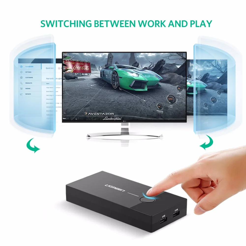 Ugreen KVM Switch 3 Port VGA Splitter 1920*1440 USB Switch Box for Printer Keyboard Mouse Monitor S