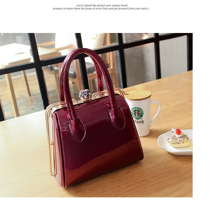tote frame sacos couro patente marca designer