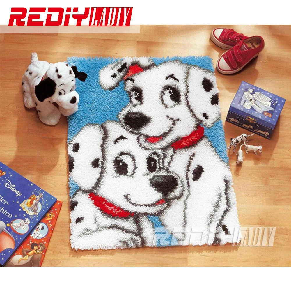 Buy Latch Hook Rug Kits Smile White Dogs DIY Needlework Unfinished Crocheting