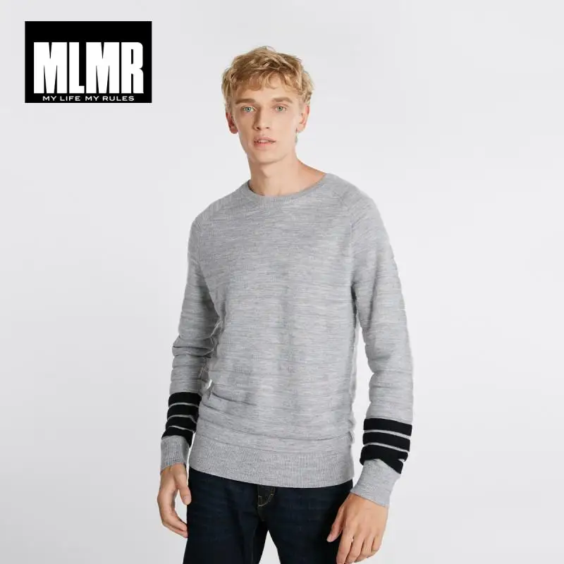 

JackJones Autumn Men's Wool Blend Contrast Color Casual Round Neck Long Sleeve Sweater Top 218324550