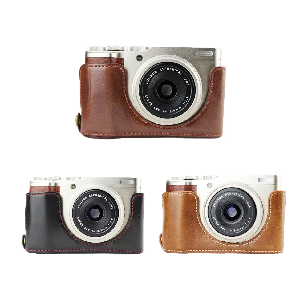 

New PU Leather Camera Case Half Body Cover For Fujifilm XF10 FUJI X-F10 Openning Bottom Case Black Brown Coffee