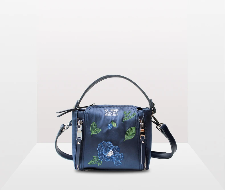 Сумка-мессенджер с цветочной принцессой, женская модная дизайнерская сумка на молнии, Высококачественная нейлоновая женская сумка с вышивкой, женская сумка на плечо