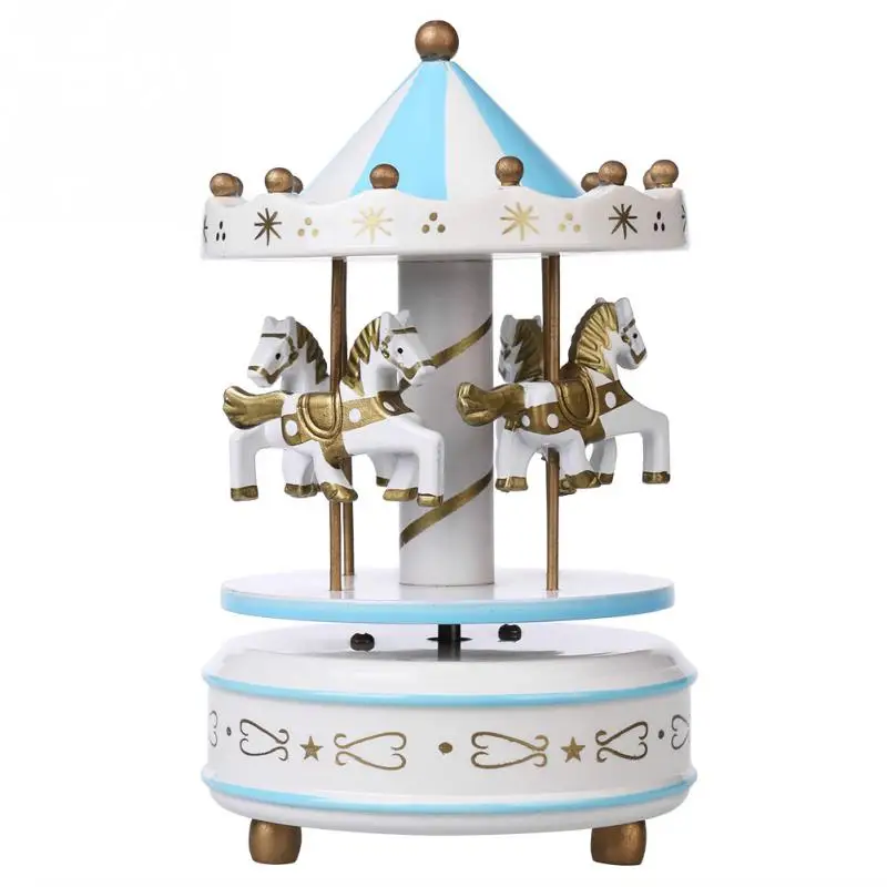 Wooden Merry Go Round Carousel Classic Music Box For Children Baby