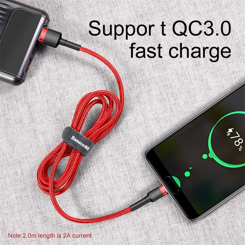 Baseus usb type-C кабель для samsung S8 Note 8 провод для зарядки Quick Charge 3,0 USB C кабель зарядное устройство для Redmi K20 Pro Кабель type-C Быстрая зарядка USB C провод шнур для зарядки телефона USB C кабель