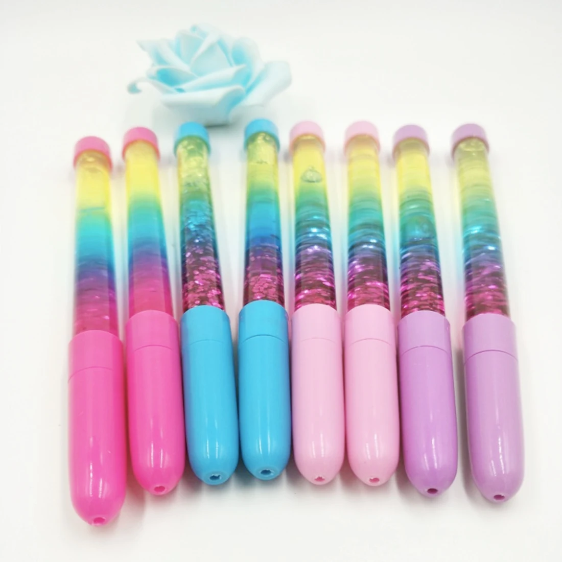 Novelty 0.5mm Rainbow Color Gel Pen Fairy Stick Drift Sand Glitter Crystal Gel Pen For Kids Gift