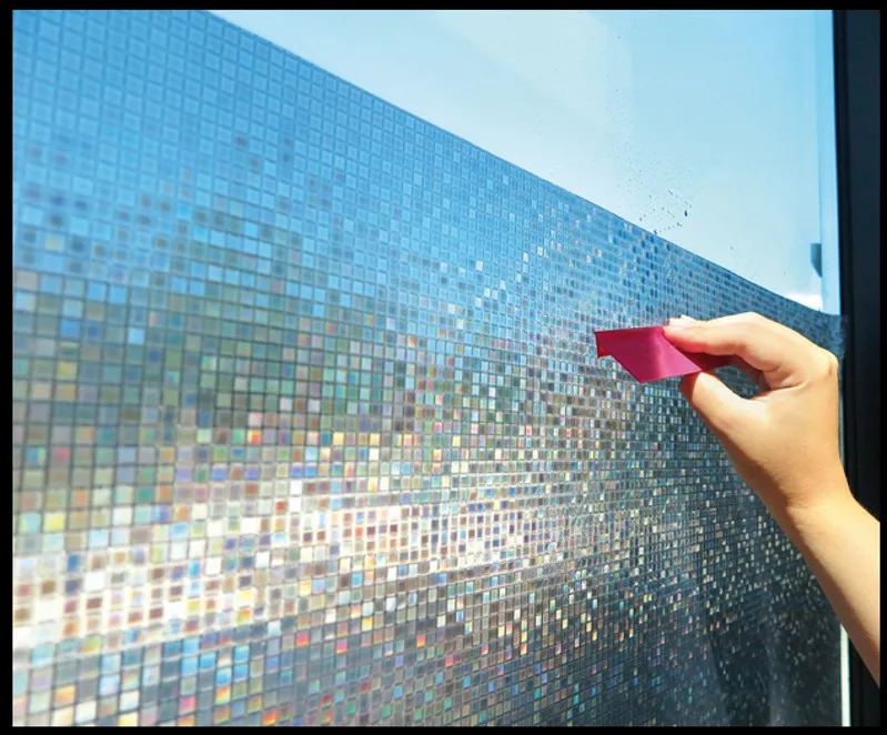 Без клея 3D лазерная мозаика матовая стеклянная декоративная оконная пленка для дверей и окон Цветок бумага солнцезащитный козырек наклейки на окна