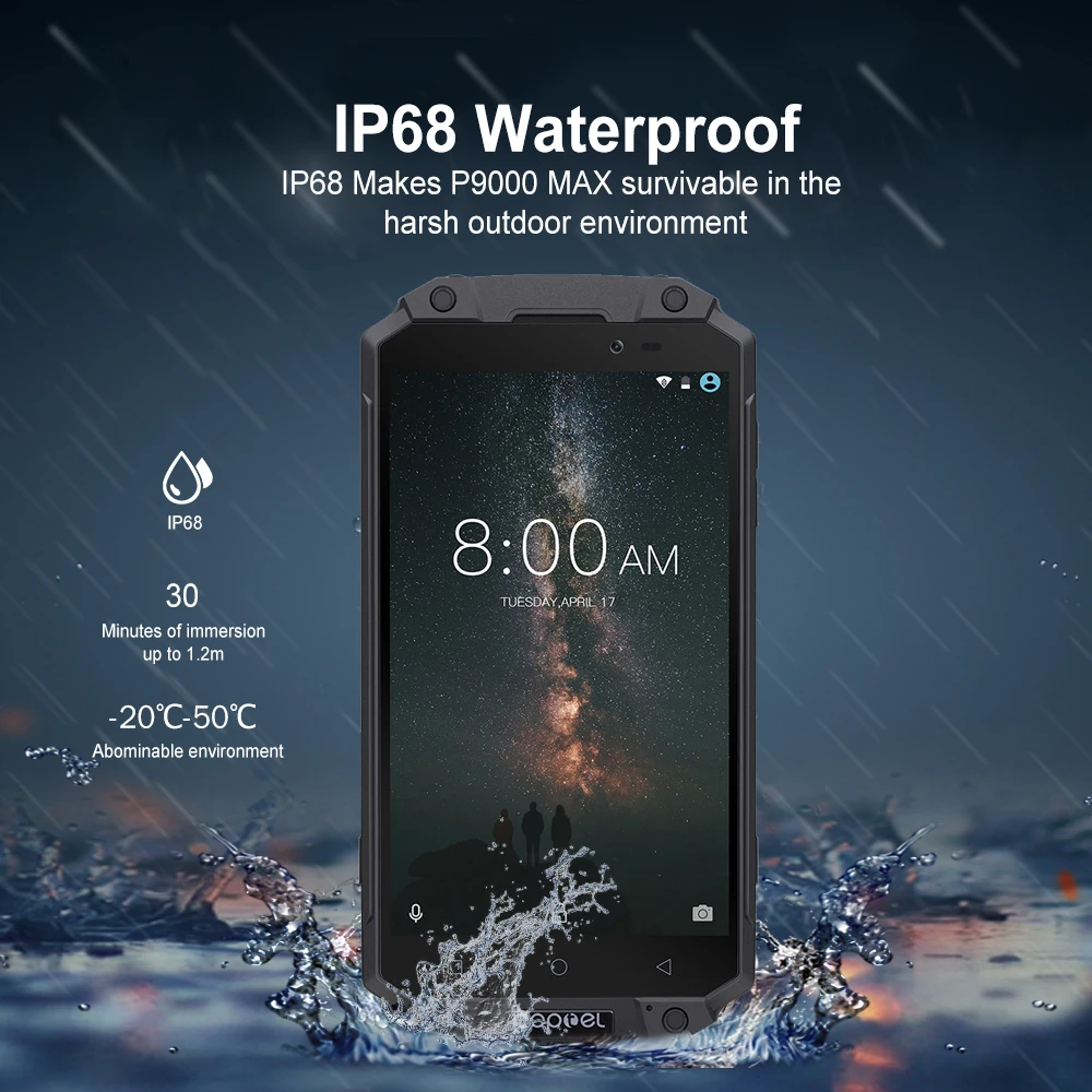 Poptel P9000 MAX 4G Phablet IP68 MTK6750V Восьмиядерный 4 Гб ОЗУ 64 ПЗУ 9000 мАч мобильный телефон