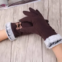 Q Модные женские теплые толстые зимние перчатки для стрельбы из лука элегантные брендовые варежки для девочек с мехом женские перчатки
