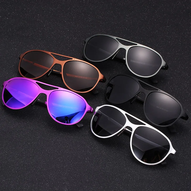 Алюминия и магния Поляризованные Солнцезащитные очки женские и мужские роскошные двойной мост Очки UV400 женственная марка Óculos Винтаж солнцезащитные очки