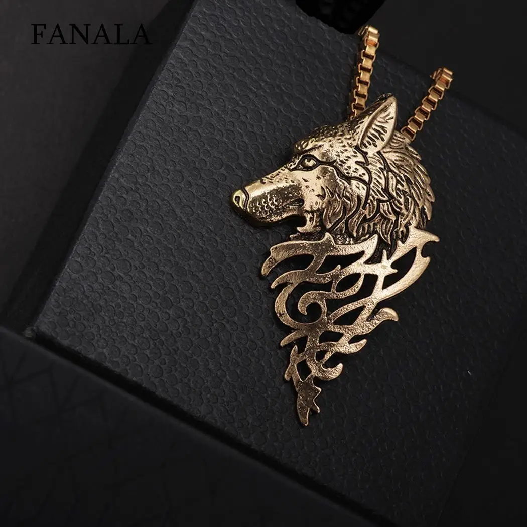 Chain Head Men Pendant Alloy Style Animal Gift Wolf Necklace Retro Chain Head Men Pendant Alloy Style Animal Gift Wolf Necklace Retro