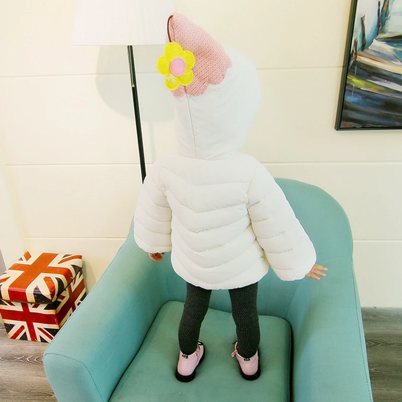 Baby girl Coat In Winter Leisure style Hat the tail flower  Sunflower knit pocket cotton-padded jacket for Kids Children (20)
