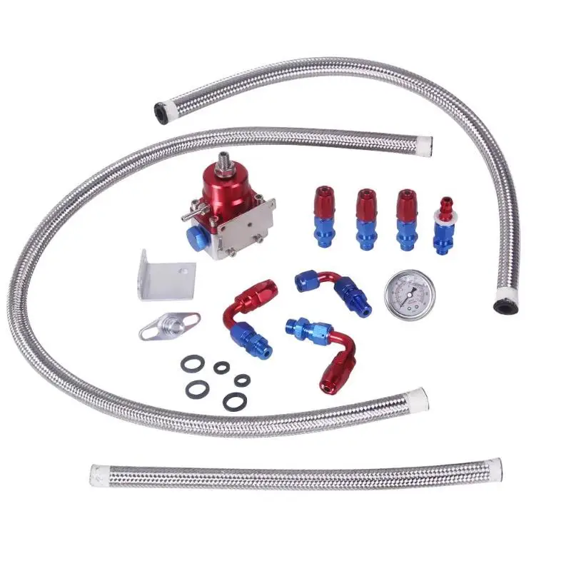 

VODOOL Universal Adjustable Car Fuel Pressure Regulator Auto Fuel Booster Turbocharger Accessories Kit With 100psi Gauge Fitting
