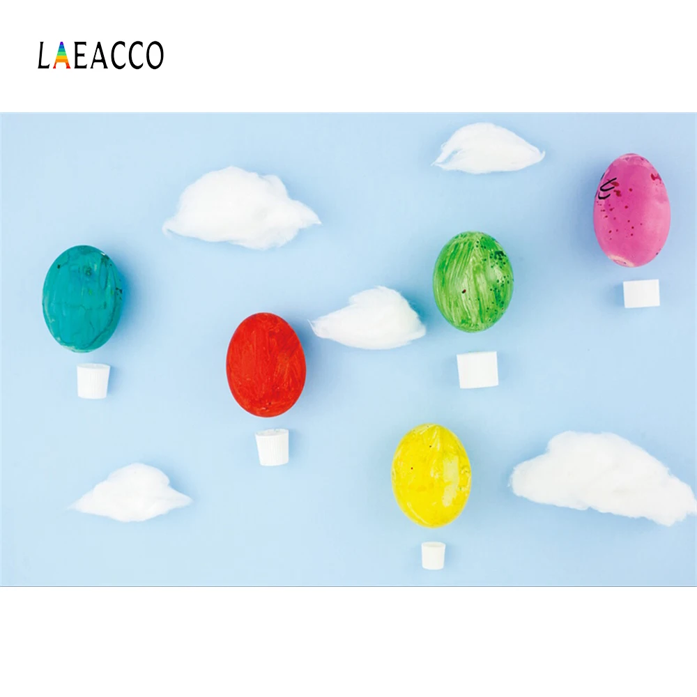 Фотофоны Laeacco с цветными яйцами небом облаками фотография индивидуальные фоны