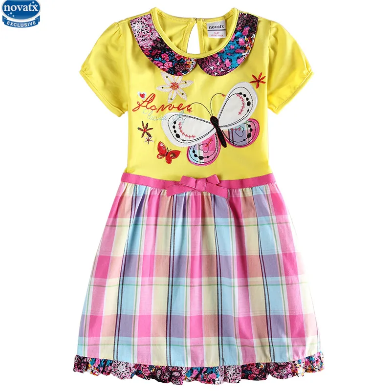 

girls clothing summer nova kids causal 2 design peter pan collar short sleeve embriodery butterfly floral girl dress