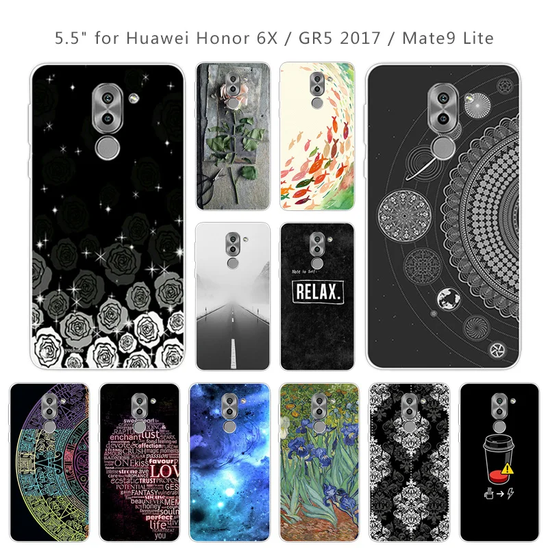 Чехол для Huawei Honor 6X роскошный мраморный чехол задняя крышка GR5 2017 прозрачный Mate 9
