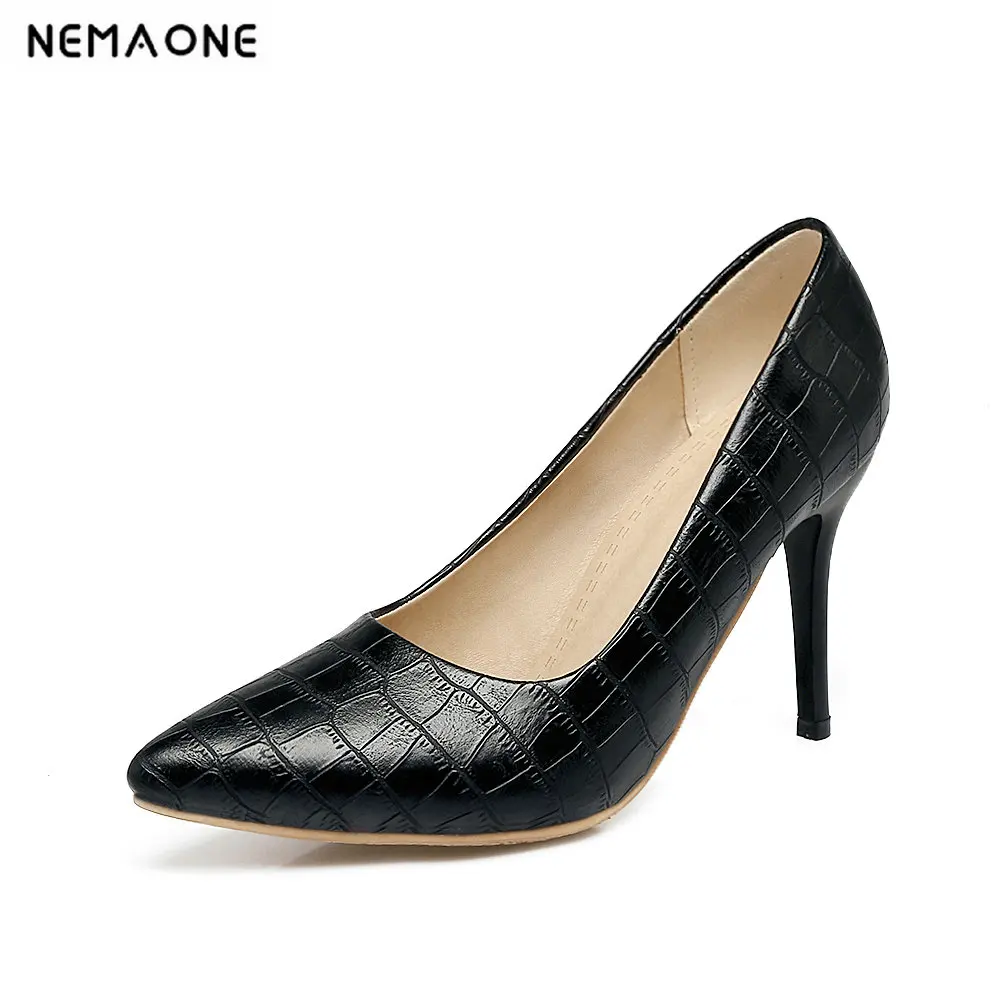 

NEMAONE black gold silver apricot women pumps large size 43 super high heels ladies dress party shoes