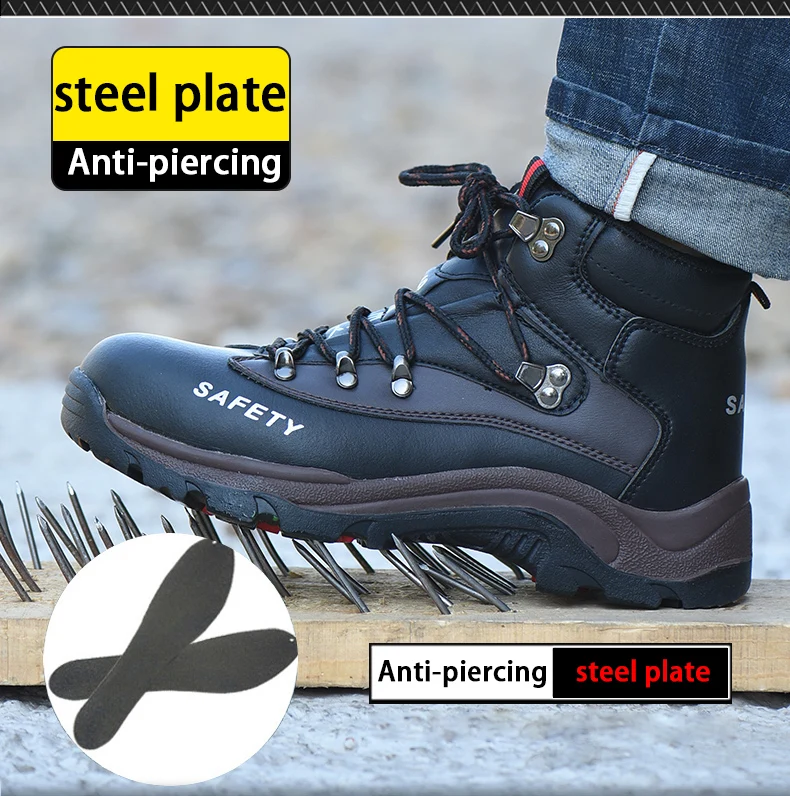 Мужская Уличная защитная обувь со стальным носком; Мужская дышащая Рабочая обувь с прокалывающейся подошвой со стальным носком