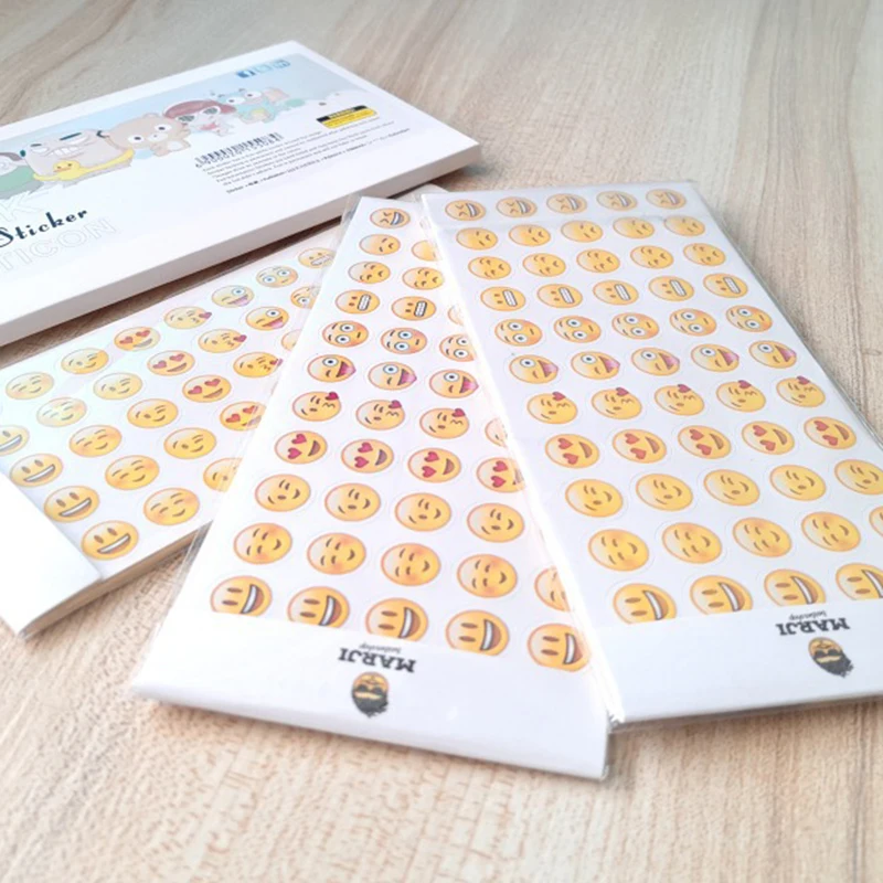 

12 Sheets 660 Die Cut Emoji Smile Expression Stickers Laptop for Notebook Message Kids Toys for Children Cartoon Creative Decor