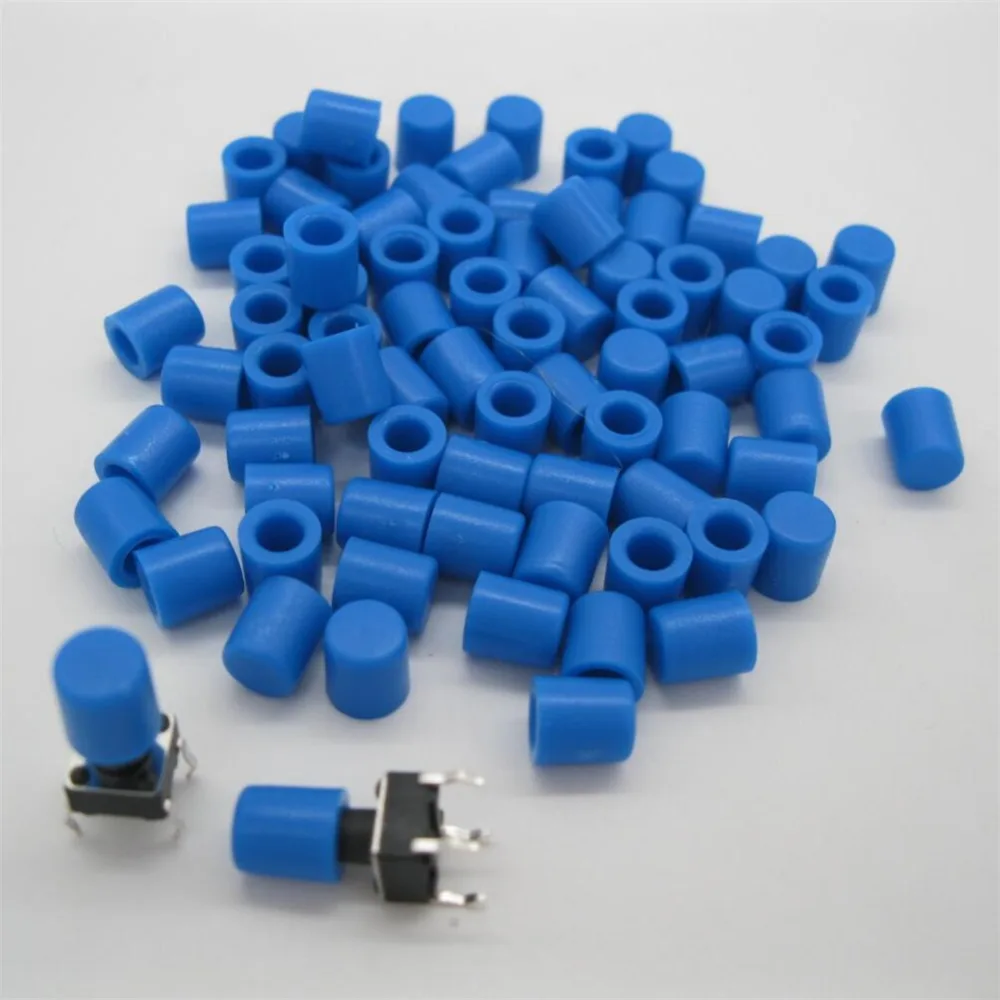 100pcs/lot blue tact switch Plastic Cap Hat for 6*6mm Tactile Touch