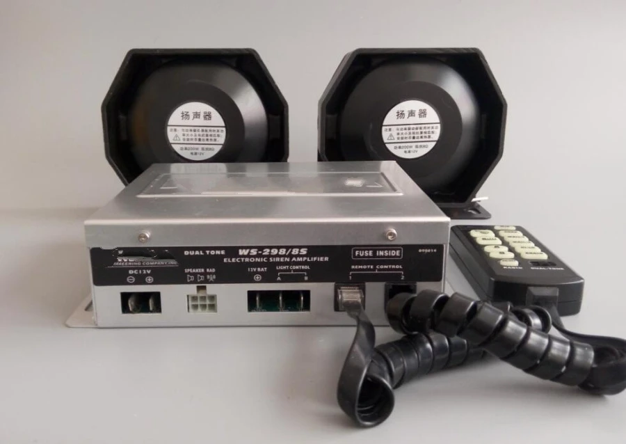 

WS-298/8S Higher star 300W Dual tone police siren car alarm electronic siren with remote + 2units 150W slim speaker