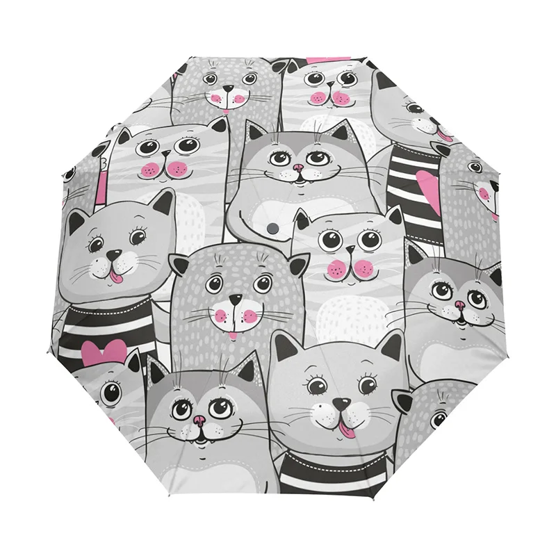 Ветрозащитный Автоматический зонтик дождь женский прекрасный кот складной Зонты Дети портативный зонтик для девочки - Цвет: Umbrella