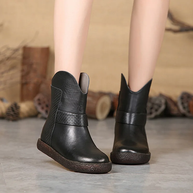 

Fashion Handmade Boots For Women Genuine Leather Ankle Shoes Vintage Mom Women Shoes Round Toes Martin Boots