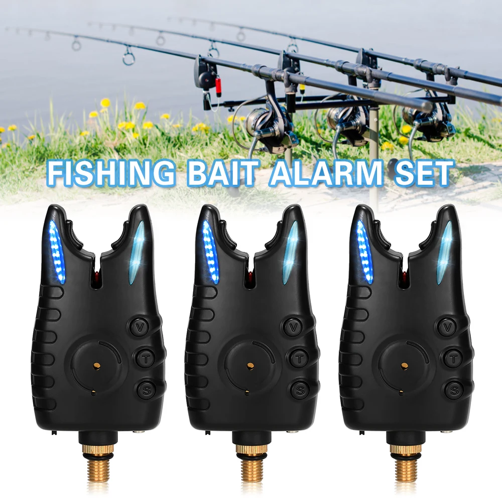 Lixada Fishing Bait Alarm Set Fishing Bait Alert Set Luminous Fishing Bait Indicator Digital Fishing Alert Kit with Case Pesca