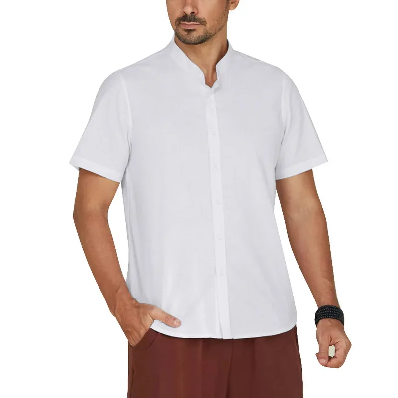 

ADISPUTENT 2019 Casual Men Shirt Short Sleeve Solid Summer Breathable Fashion Men Cotton Linen Muscle Slim Fit Tops Chemise