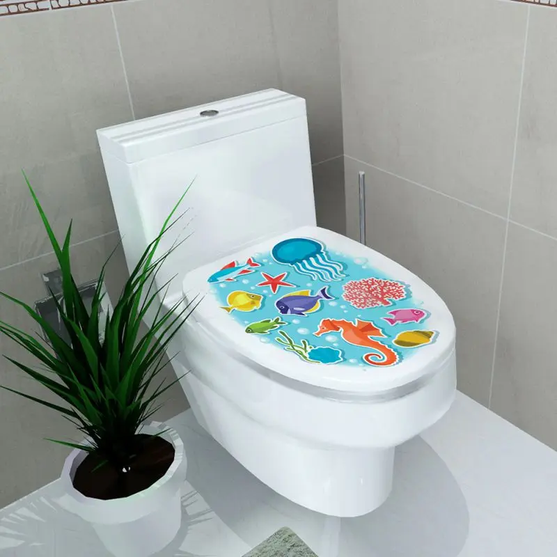 Home Decor Туалет Стикеры стул пьедестал Пан крышка Стикеры комод home decor Ванная комната Декор 3D цветочный Рисунок вид 32*39 см
