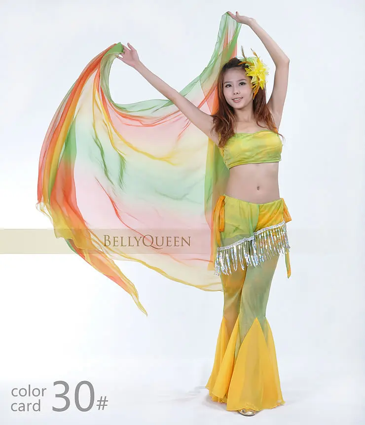 Вуаль для танца живота Цветной шарф шелковый шарф 250* 120см для пеленки для танца живота - Цвет: color 30