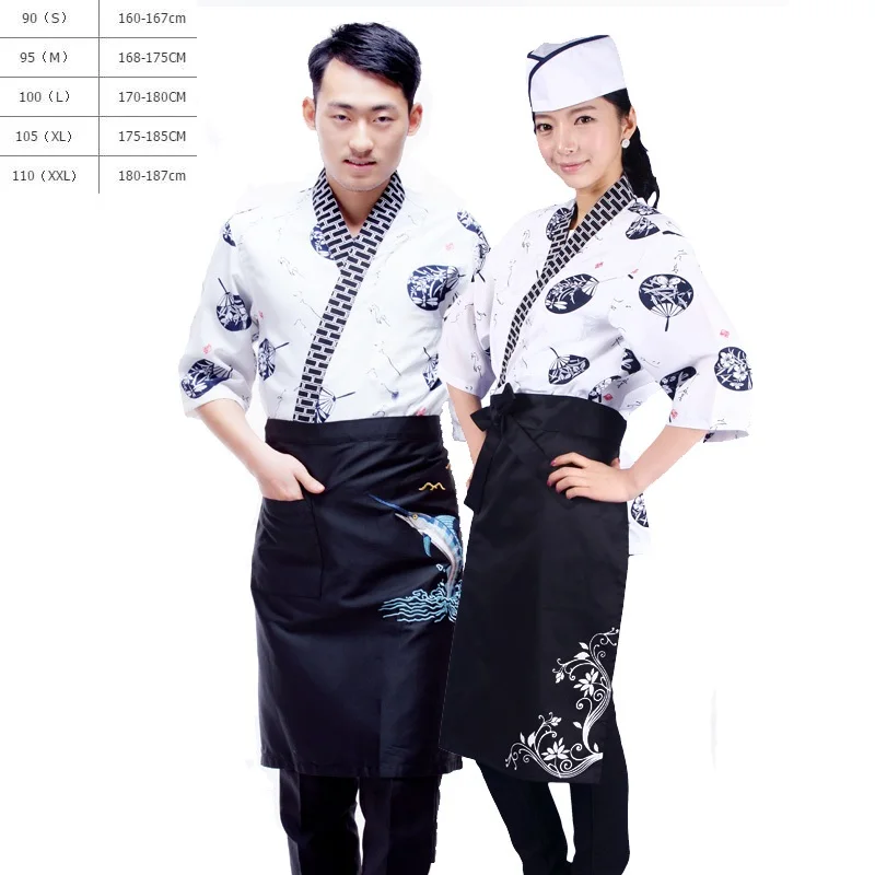 (10sets-Hat-Apron-Shirt) Японский шеф-повар одежда корейская японская кухня суши Ресторан Кухня Спецодежда и официанты