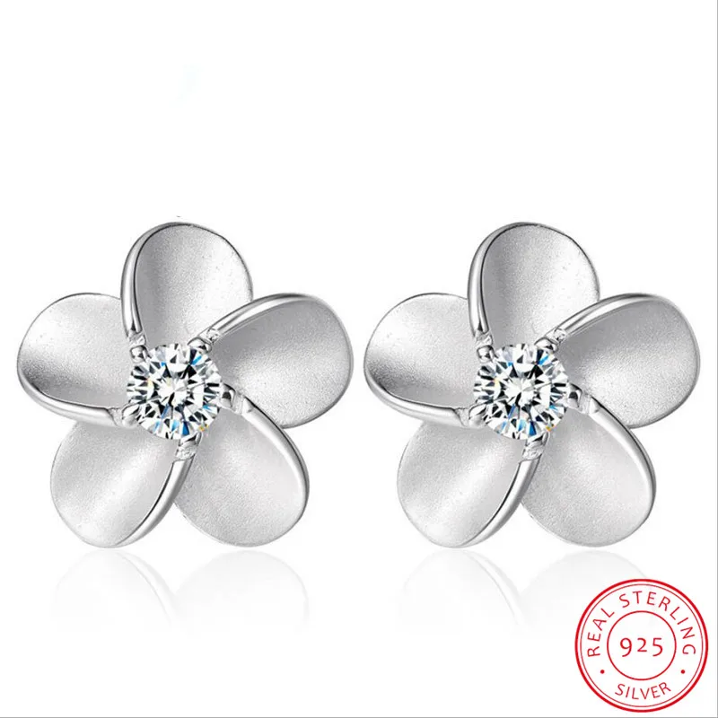 

1Pair 100% Real 925 Sterling Silver Jewelry Women Fashion Cute Tiny Flower Stud Earrings Gift For Girls Teens Lady DS197