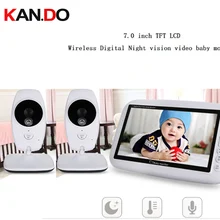 2," Беспроводной Детский монитор ночного видения, температурный дисплей, воспроизведение музыки, двухстороннее аудио, видео монитор, камера 2 камеры