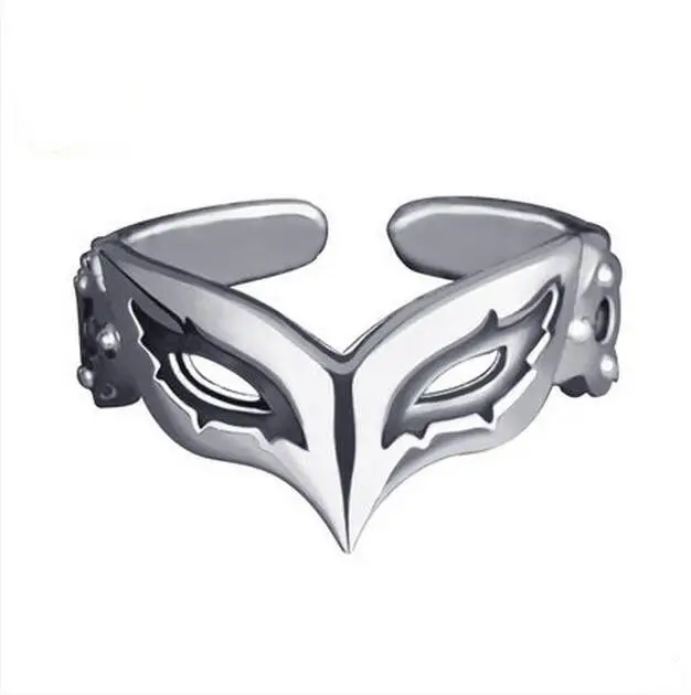 

Anime Persona 5 P5 Joker Persona Mask Ring 925 Sterling Silver Adjustable 58 mm Gift
