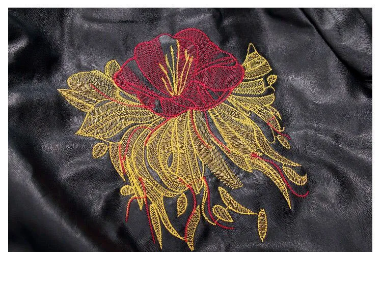 Girls' Jackets Stitched Flower PU Leather Jacket Girls Jackets Size 12 Motorcycle Leather Girls Coat 2