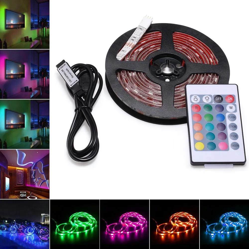 

LED RGB Strip Light 5V 5050 60leds/M Waterproof with 24 keyboard Controller
